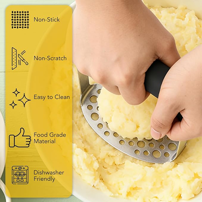 Stainless Steel Masher, Manual Potato Masher, Vegetable Mashing Tool. for Mashed Meat, Baby Food, Avocado, Bean, Fruit etc