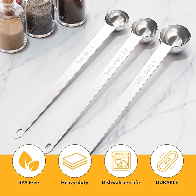 LEIFENY 1PCS 1Tbsp(3tsp, 15ml) Extra Long Handle Measuring Spoon, Single Stainless Steel Individual Measure Scoop Only