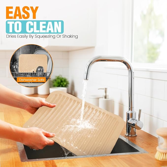 Silicone Trivets for Hot Pots and Pans - 4 Heat Resistant Pot Holders Silicone Trivet Mat Multipurpose Counter Pads (Ivory)