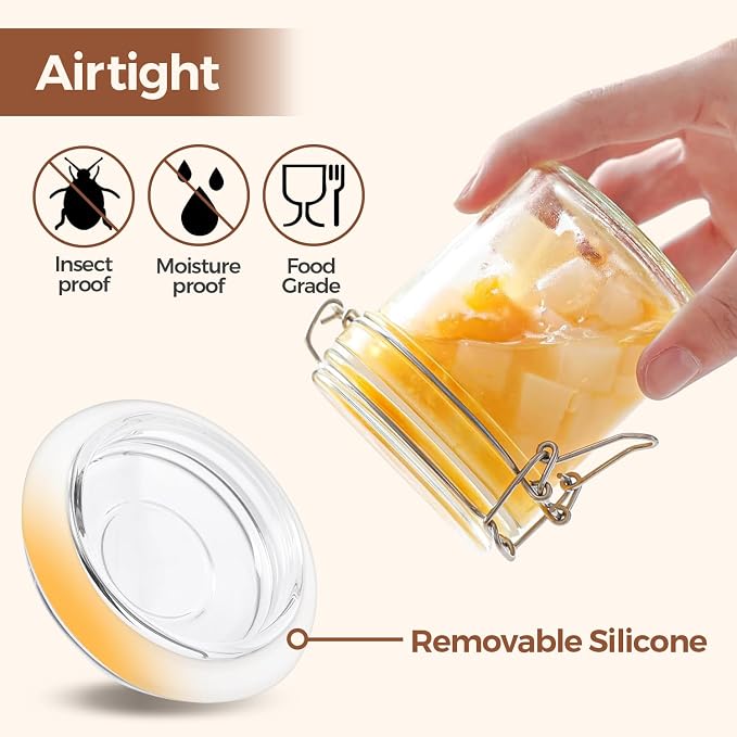 ComSaf Small Mason Glass Jars with Airtight Lids 8 oz 6 Pack Pantry | Jelly spice jar, Sourdough discard, Jam jelly honey, Spice rack cabinet organization, Seasoning herbs powders