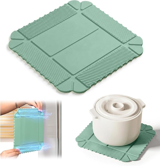 Magnetic Silicone Trivet & Pot Holder, Kitchen Heat Resistant Mat | Trivets for Hot Dishes, Hot Pots & Pans, Non-Slip Hot Pads for Countertops & Dining Table & Oven, Jar Opener & Spoon Rest