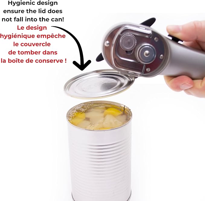 Starfrit Securimax Auto Can Opener, Patented Safe Edge Technology with Lid Lifter, Leaves No Sharp Edges on Lid & Can, Ambidextrous Use, Heavy Duty Non-Slip Knob for Secure Handling