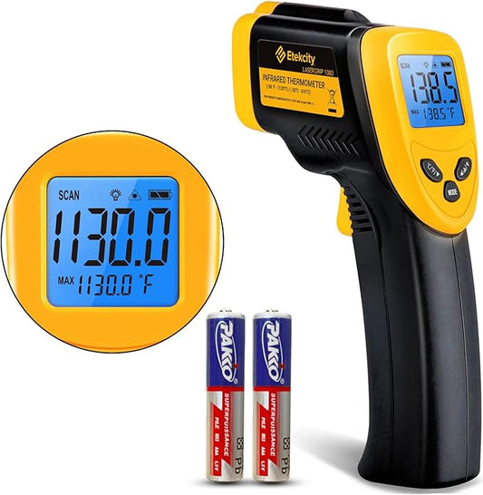 Etekcity Infrared Thermometer Laser Temperature Gun, -58°F to 1130°F | Adjustable Emissivity, MAX Display, Pizza Oven, BBQ, Meat, Candy, HVAC, Refrigerator, Non-Contact Temperature Measurement