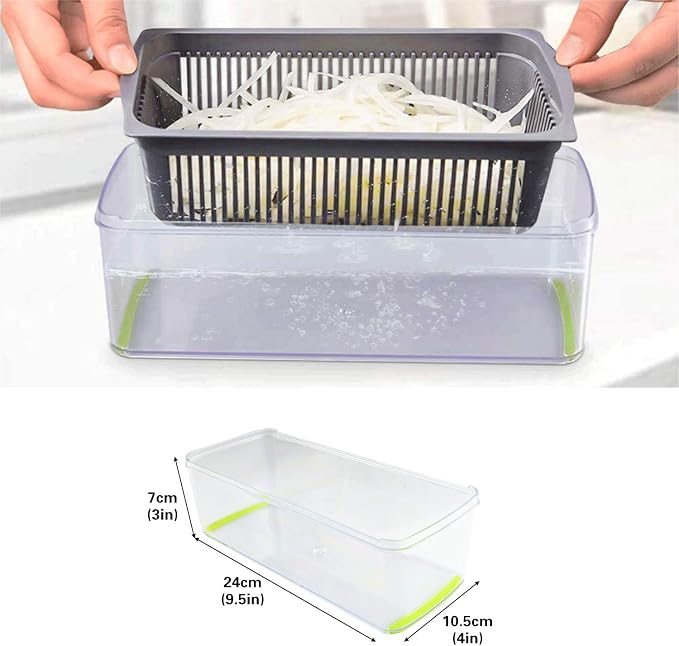 Vegetable Chopper with Container & Lid - 12-in-1 Adjustable Mandoline Slicer & Dicer for Kitchen | Effortless Food Prep for Potato, Carrot, Onion, Fruits & More | Easy to Clean & Store (Grey)