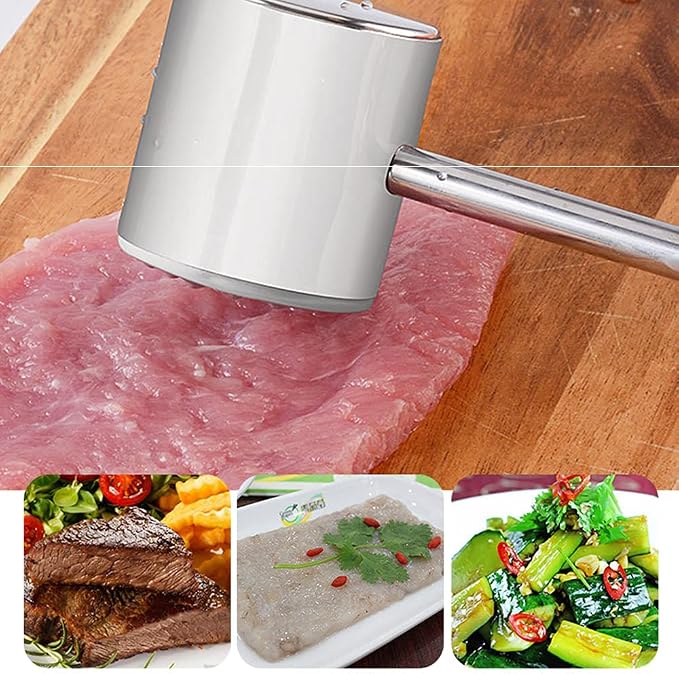 Meat Mallet Meat Tenderizer Tool Meat Pounder 304 Stainless Steel Meat Hammer Heavy Sturdy Meat Pounder for Tenderizing Steak Flattening Bee,Chicken,Pork Poultry Kitchen Mallet Tool