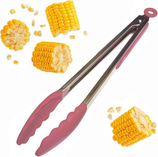 Starpack Get a Grip Silicone Kitchen Tongs (12 Inch) - LFGB Non Toxic, 600°F Heat Resistant, BPA-Free - Heavy-Duty Stainless Steel, Locking - Dishwasher Safe for Nonstick Cookware Earthy Pink