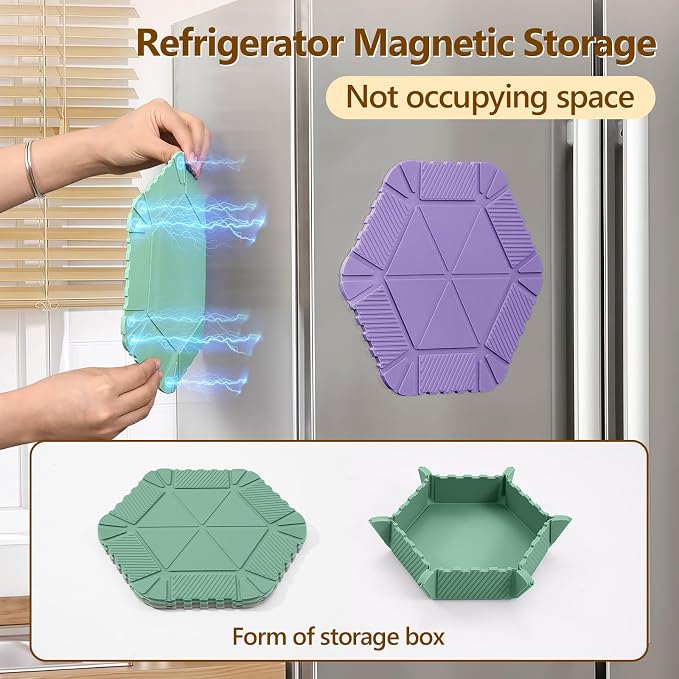 Magnetic Silicone Trivet & Pot Holder, Kitchen Heat Resistant Mat | Trivets for Hot Dishes, Hot Pots & Pans, Non-Slip Hot Pads for Countertops & Dining Table & Oven, Jar Opener & Spoon Rest