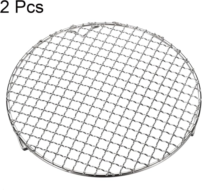 HARFINGTON 2pcs Round Cooking Rack 9.4-inch 201 Stainless Steel Cross Wire Barbecue Grill Net with 20mm Legs for Cooking Baking Steaming BBQ