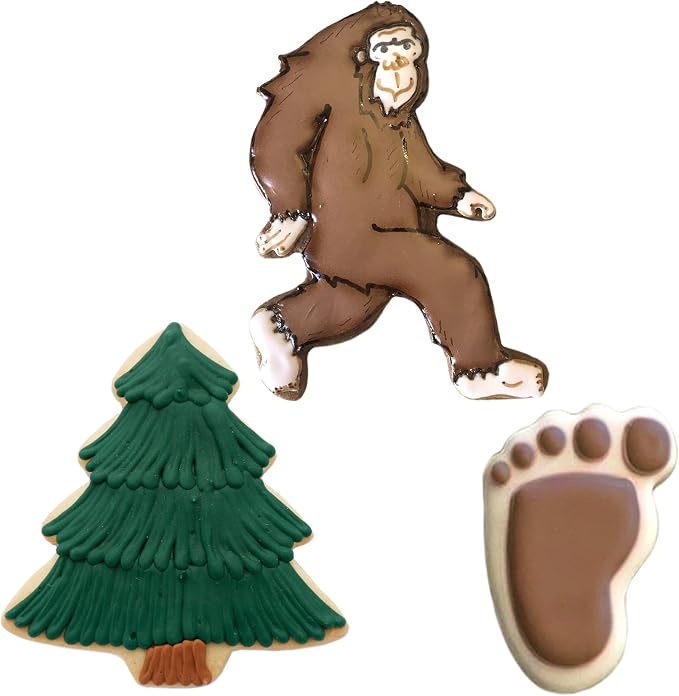 Ann Clark Bigfoot/Sasquatch Cookie Cutters 3-Pc. Set (Bigfoot, Evergreen Tree, Footprint) Made in USA