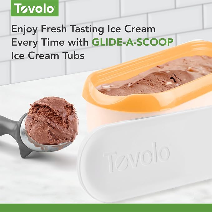 Tovolo Ice Cream Containers for Homemade Ice Cream Orange Crush, Glide A Scoop Ice Cream Tub for Reusable Ice Cream, 1.5 Quart BPA Free Insulated Freezer Safe Ice Cream Container with Lid