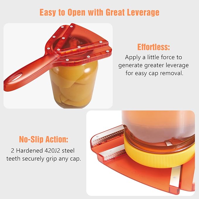 Uinxan Patented Jar Opener, Ideal for Weak Hands & Seniors with Arthritis | Effortlessly Opens 0.2"-5.3" Stubborn Lids & Screw Bottle Caps, Handheld Manual, Durable 304 Stainless Steel (Pink)