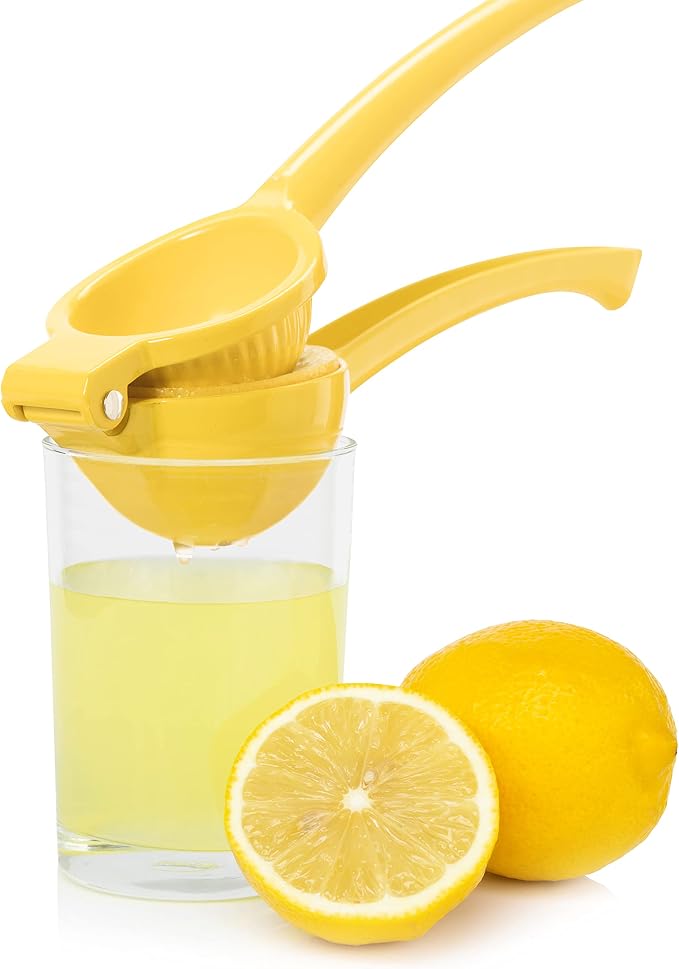 OGGI Citrus Lemon Press- Aluminum Lemon Juicer w/Non-Stick Coating, Ideal Hand Juicer, this Lemon Squeezer is a Great Addition to Your Kitchen Accessories, Yellow