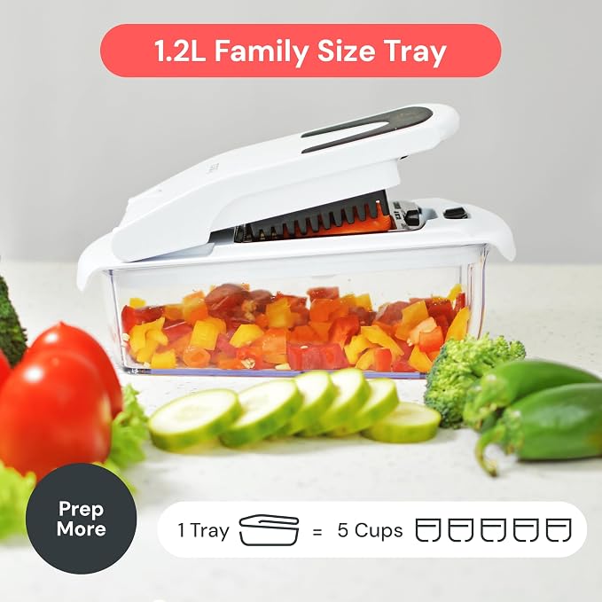 Fullstar Vegetable Chopper & Mandoline Slicer for Kitchen - Food Chopper with Container, Cheese Grater, Home Essentials & Kitchen Gadgets (7 in 1, White)