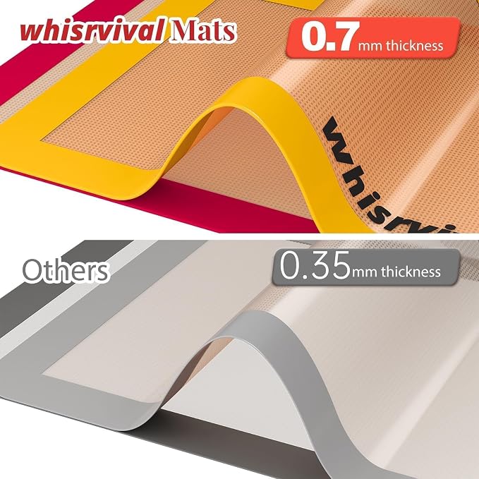 Silicone Baking Mat, 2 colors Half Sheet(16.5"x11.6") Non-Stick Baking Mat, Food Safe Silicone Mats for Baking Cookies, Macarons, Vegetables, 480℉ Heat Resistant (Deep Raspberry & Amber) | Baking Mat, Food Safe Silicone Mats for Baking Cookies, Macaron...