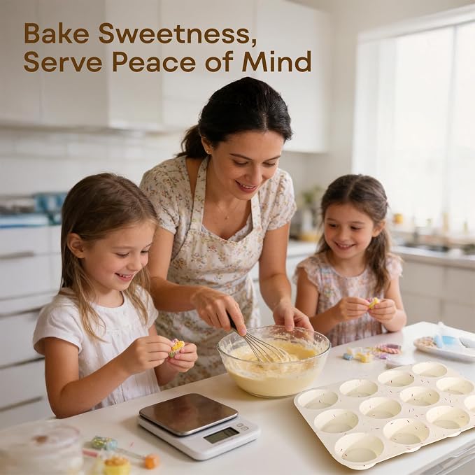Silicone Muffin Pans for Baking,12 Cup Nonstick Cupcake Pan 2Pcs | Food-Grade Silicone Muffin Tin, Oven Dishwasher Freezer Safe Silicone Molds for Home Baking DIY, Cupcakes, Egg Bites