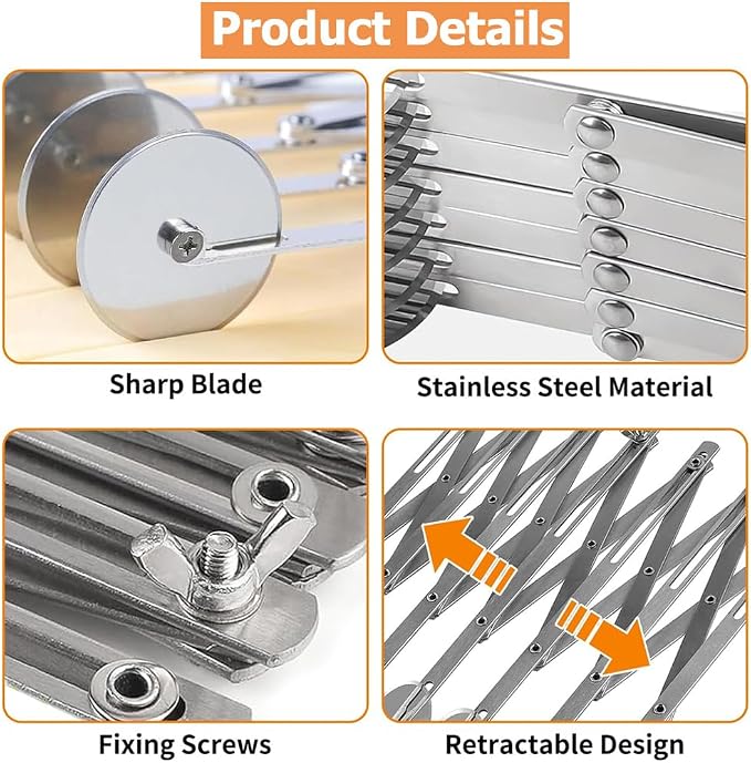 Food Grade Stainless Steel Pizza Cutter Multi-Wheel Dough Divider Pastry Knife Baking Cutter (7, Wheel)