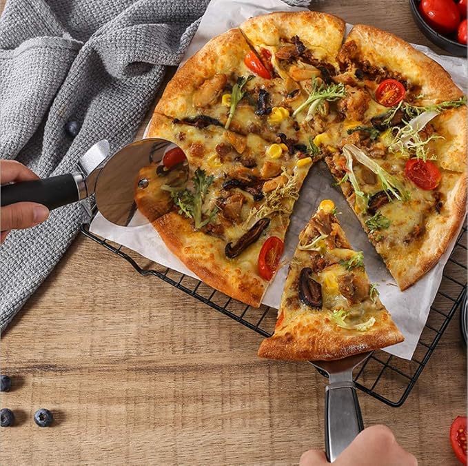 Pizza Cutter, Pizza Cutter Wheel, Pizza Server Set Super Sharp Pizza Slicer with Non Slip Rubber Handle & Protective Cover, Quality Stainless Steel Pizza Cutter.