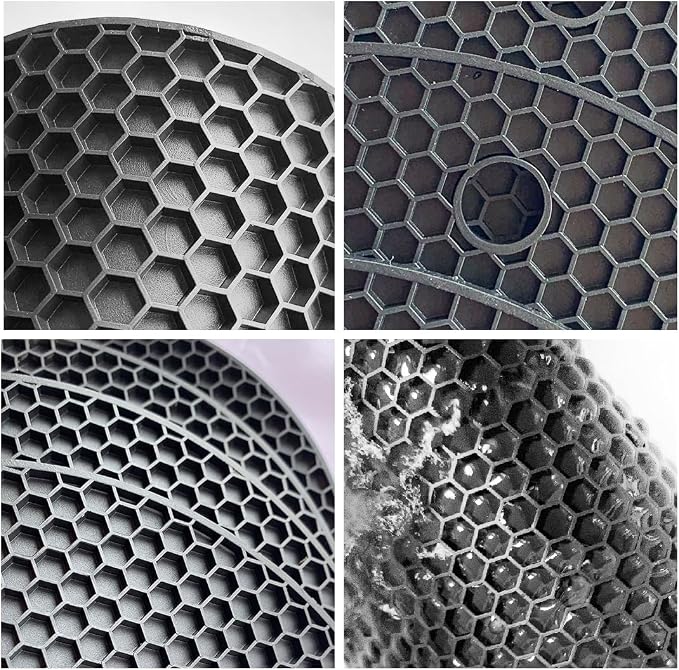 7-Inch Round Silicone Trivet Mats - 4-Pack Non-Slip Heat Resistant Hot Pads for Kitchen Countertops, Pots and Pans (Black)