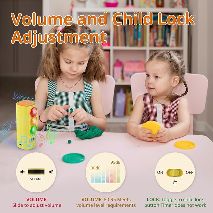 Traffic Light Visual Timer&ADHD Tool for Kids Adults Display Volume Adjustment, with 4 Ringtones for Classroom Desk Home Kitchen Game Countdown Pause Memory Function Charger Type C (Yellow)