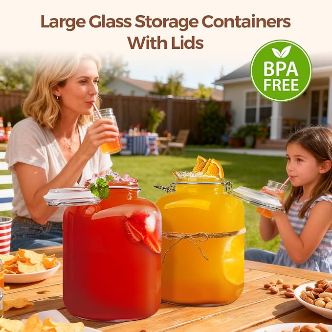 ComSaf Square Glass Pantry Jars with Airtight Lids 1.1 Gallon 2 Pack Large | Flour sugar rice, Coffee beans, Sourdough pickling, Pantry organization, Pickling fermenting, Cabinet organization, Snacks