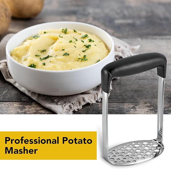 Stainless Steel Masher, Manual Potato Masher, Vegetable Mashing Tool. for Mashed Meat, Baby Food, Avocado, Bean, Fruit etc