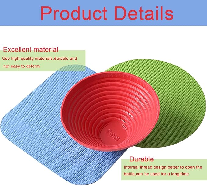Jar Opener Gripper Pads, Rubber, Bottle Opener Top Rated For Seniors, 3 Pcs | Multi-function Reusable Jar Openers Tool for Weak Hands & Arthritis, Kitchen Gadgets