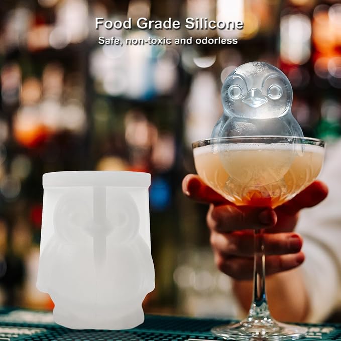 3D Penguin Ice Cube Silicone Molds Tray for Whiskey, Cocktail, Drink, Bar; Rich Details. Fun Animal Mold for DIY Craft Taba Squishy Chocolate Soap Candle Resin Gift for Women Girls Boys; 2 Pack