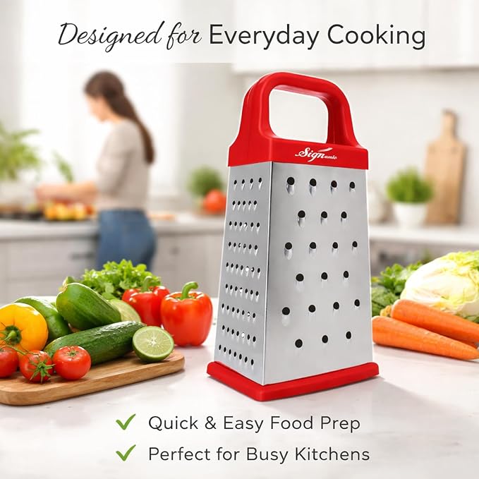 Signamio 5 in 1 Grater Stainless Steel Box, Vegetable Slicer for Kitchen - Multi-Function Carrot Grater Machine, Premium Stainless Steel Design for Effortless and Efficient Food Preparation