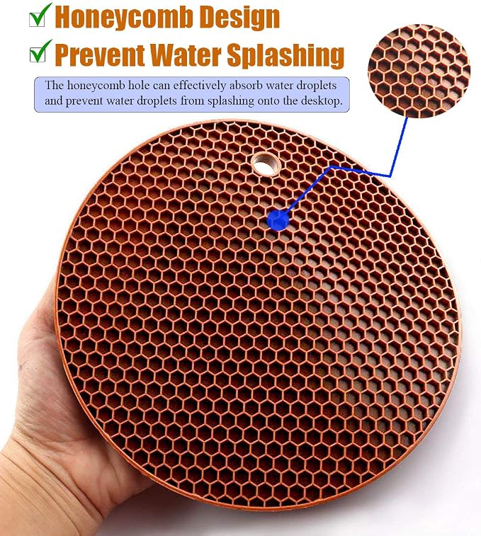Extra Thick Silicone Trivets Pot Holder and Oven Mitts, Heat Resistant Trivets for Hot Dishes,Nonslip Insulation Honeycomb Rubber Hot Pads for Countertop,Multi-Purpose Flexible Mats,Set of 5 Coffee