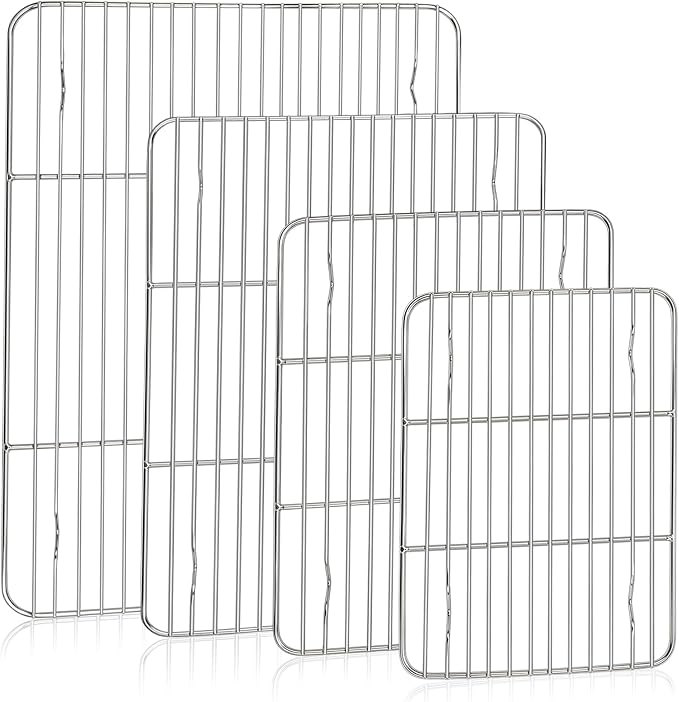 TeamFar Cooling Racks for Baking, 15.3/11.6/9.8/8.7 Inch Stainless Steel Wire Rack for Cooking Roasting, Fits Baking Sheet Pans, Healthy & Firmly Welding, Oven & Dishwasher Safe
