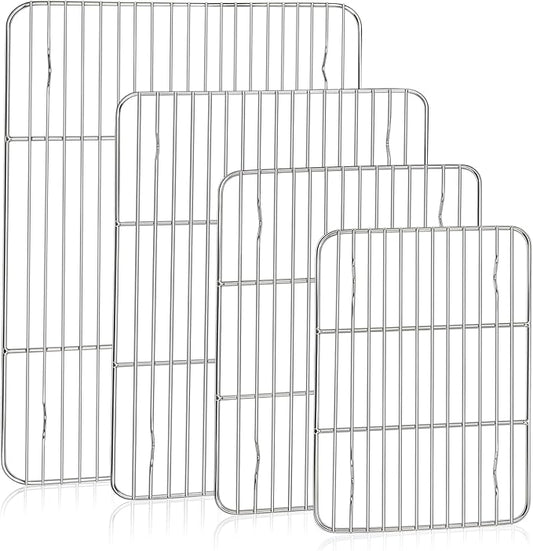 TeamFar Cooling Racks for Baking, 15.3/11.6/9.8/8.7 Inch Stainless Steel Wire Rack for Cooking Roasting, Fits Baking Sheet Pans, Healthy & Firmly Welding, Oven & Dishwasher Safe