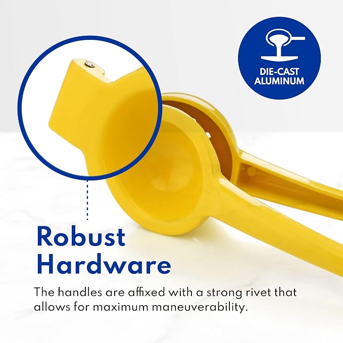 New Star Foodservice 42856 Commercial-Grade Enameled Aluminum Lemon Squeezer, Heavy Duty Citrus Juicer Press, Yellow
