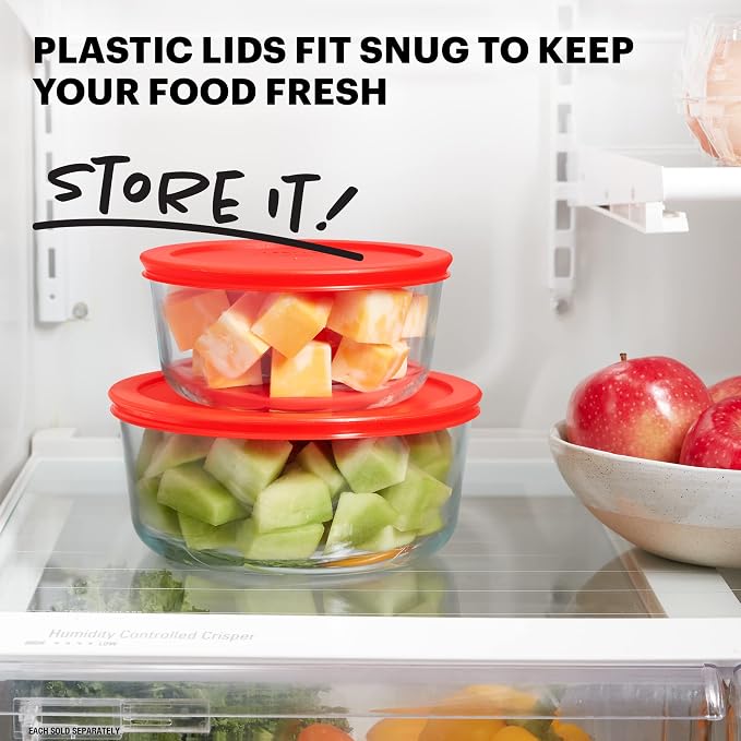 Pyrex Simply Store 7 Cup Glass Food Storage Container, BPA-Free Lids | Meal prep container with BPA-free plastic lid, freezer, dishwasher & microwave safe