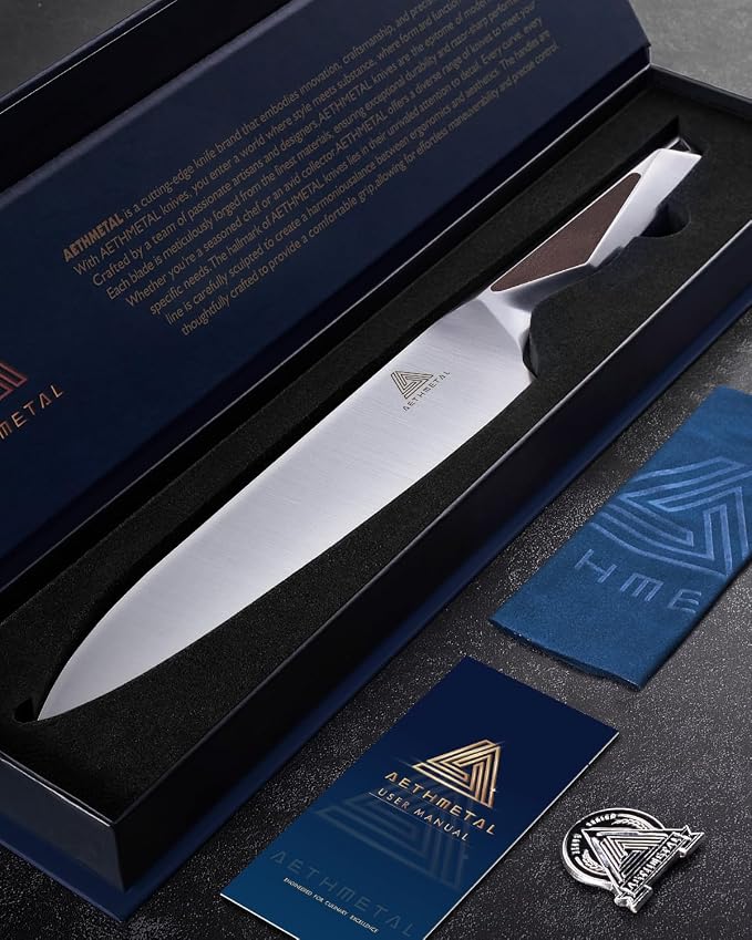 8 Inch Chef Knife, Full-Metal Kitchen Knife with Ergonomic Handle, High-Carbon Stainless Steel Chef’s Knife for Home & Pro Cooking, Precision Cutting, Gift-Ready Packaging
