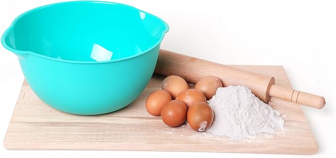 Mintra Home Mixing Bowl w/Colander (Large 4.5L, Teal) - For Washing & Draining Fruits And Vegetables - Heavy Duty Plastic for Baking, Cooking Supplies - Dishwasher Safe