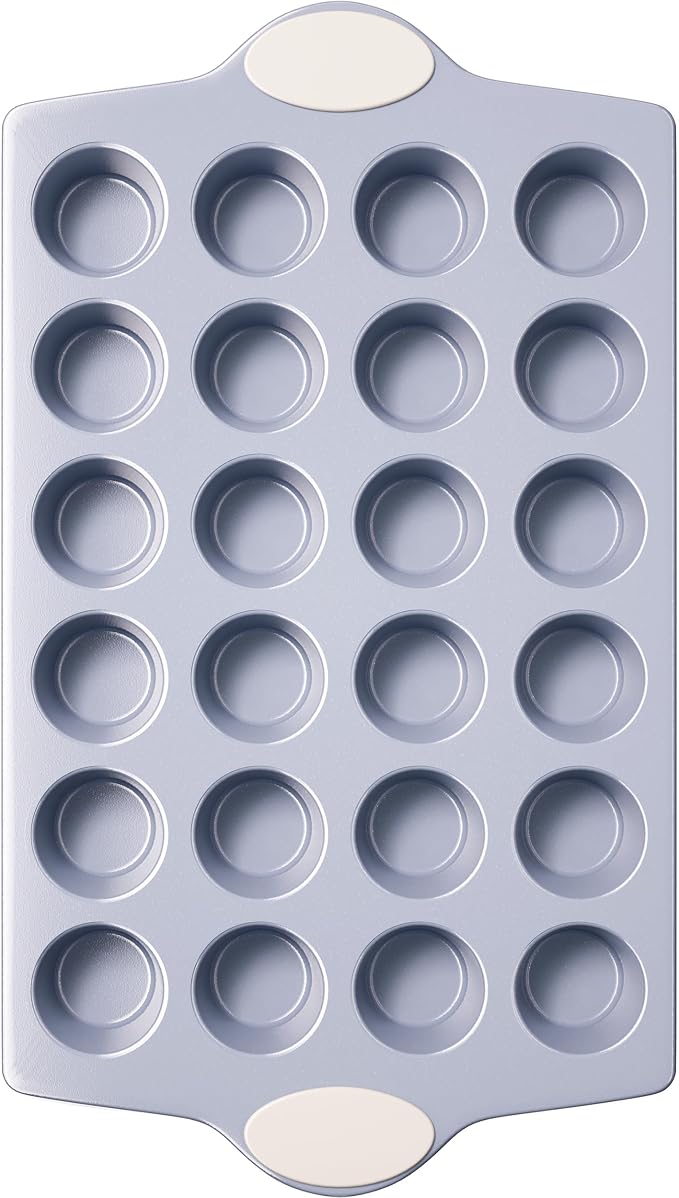 BRONYPRO 24-Cup Ceramic Nonstick Mini Muffin Pan & Cupcake Tin, Cream White | Healthy, non-toxic ceramic nonstick, easy release, quick cleanup, PFAS/PFOA free, heavy-duty rust-resistant aluminized steel