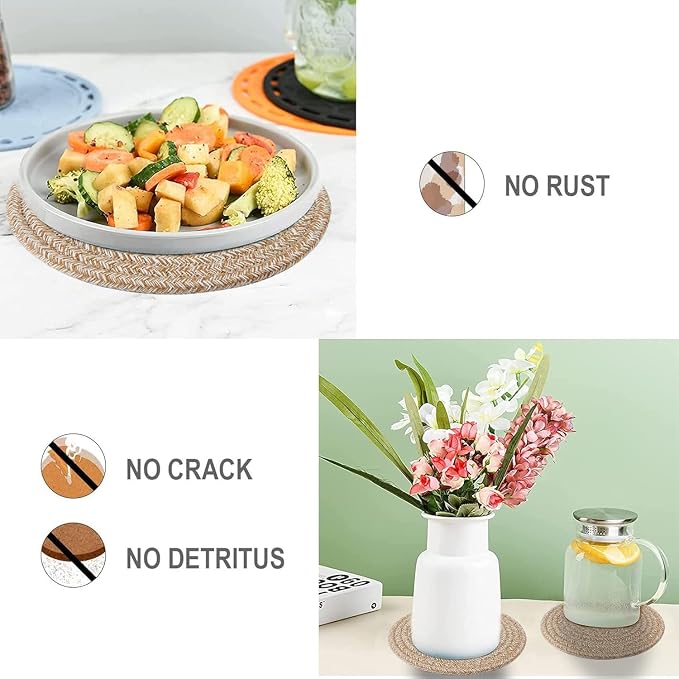 Pot Holders Trivets Set,Potholders for Kitchens, 100% Pure Cotton Thread Weave Trivets for Hot Dishes/Pot/Bowl/Teapot/Hot Pot Holders (24 cm, 8pack)