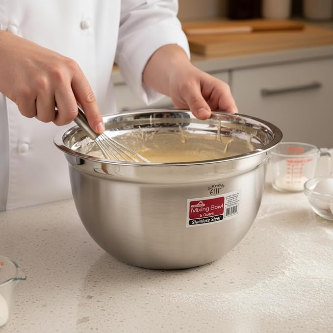 Euro-Ware Mixing Bowl, 5 quart, Stainless Steel