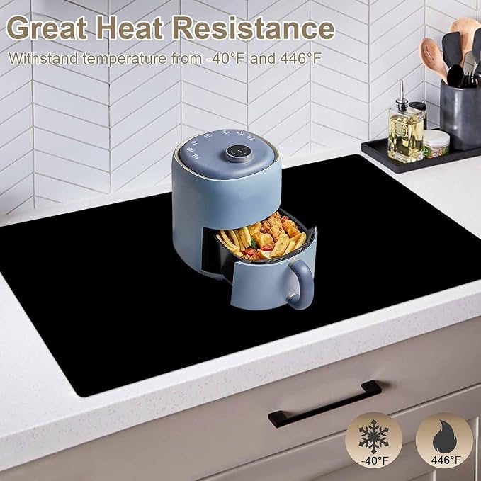 36''x36''(90cmx90cm) Silicone Kitchen Counter Mat, Extra Large Heat Resistant Non-Slip Countertop Protector, Waterproof Multipurpose Mat for Kitchen Island, Semitransparent