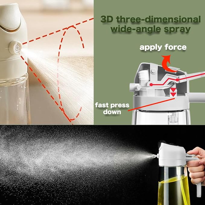 Honimered 3PCS 2 in 1 Oil Dispenser and Oil Sprayer,Oil Dispenser for Kitchen Spray,470ml Olive Oil Bottle,Cooking, Kitchen, Salad, Deep frying, Vinegar, Barbecue Spray Bottle (3PCS 100ml Silver)