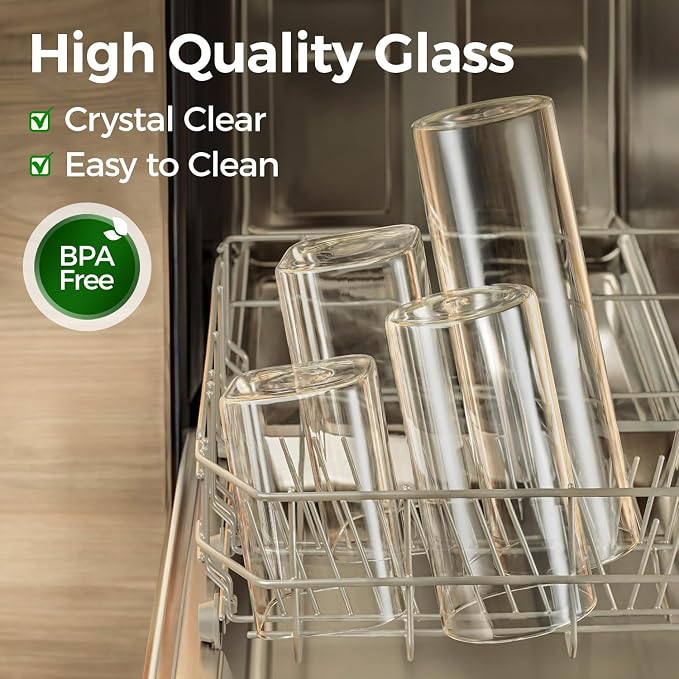 ComSaf Pasta Containers Storage 2 Qt/1.1Qt, 6 Pack Tall Glass Spaghetti Jar | Glass Storage Containers wtih Lids, Kitchen Canisters,Pantry Pasta Holder, Noodles, Cereal, Oats, Dry Food Storage, BPA Free