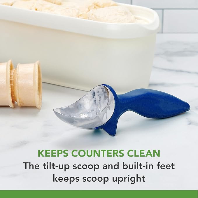 Tovolo Ice Cream Scoop Stratus Blue Dishwasher Safe Heavy Duty Ice Cream Scooper with Elevated Tilt Up Design, Heat Retaining Ice Cream Scoops with Non Slip Handle for Cookie Dough, Gelato, Sorbet