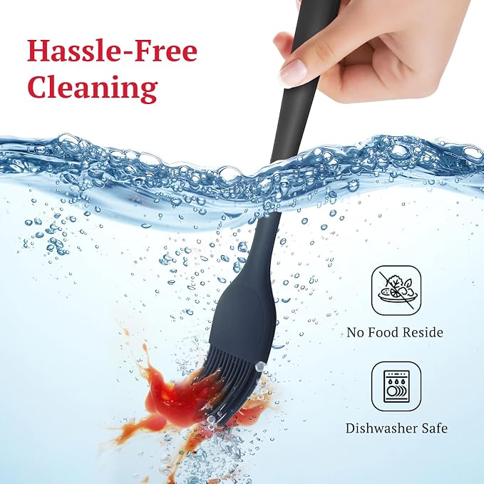 2Pcs Basting Brush, BPA-Free Pastry Brushes Heat Resistant Cooking Brush for Baking, Nonstick Silicone Brushes, Healthy One-Piece Design Oil Brush for Cooking Outdoor Barbecue Utensils