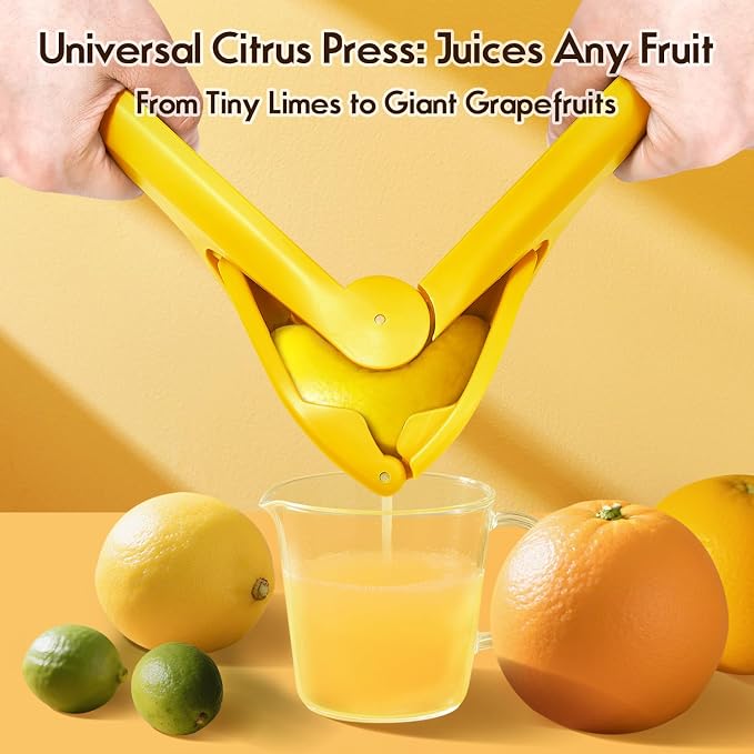 Manual Lemon Squeezer, Hand Lemon Squeezer, Durability and longevity, Easy to Use & Dishwasher Safe, Lemon Juicer, Citrus Juicer, Lemon Juicer Squeezer to Squeeze Lemons, Yellow, HomeyVenture
