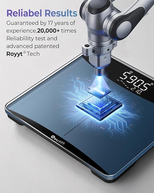 600lb Scale for Body Weight with Weight Trends, High Accurate, Bule | Premium Digital Bathroom Scale for Family, Large Clear Display, 8mm Tempered Glass, 13.1*12.3 Weighing Platform