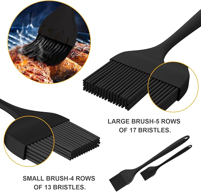 DE LINKAGE Silicone Basting Pastry Brush, Heat Resistant Cooking Brush for Oil and Sauce. BPA Free and Dishwasher Safe (2 Pcs).