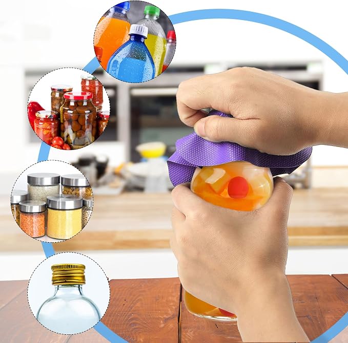 Rubber Jar Opener, 4PCS Jar Opener Gripper Pad for Weak Hands | Rubber Jar Opener Gripper Pad for Seniors with Arthritis, Heat Insulation Kitchen Coasters
