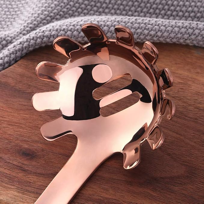 Spaghetti Server, BuyGo Stainless Steel Rose Gold Pasta Spaghetti Fork with Mirror Polish, Metal Pasta Server for Kitchen or Restaurant