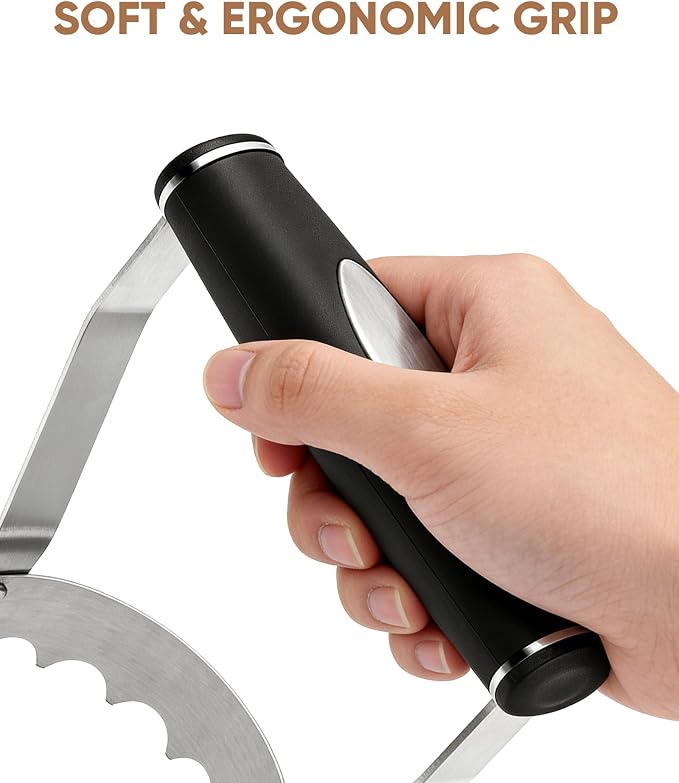 Food Chopper, Stainless Steel Hand Chopper with Ergonomic Grip Handle, 3-Inch Salad Chopper for Vegetable, Egg, Cabbage, Nut Tuna, Meat, Easy to Clean Manual Kitchen Tool
