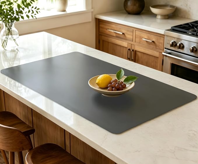 36''x36''(90cmx90cm) Silicone Kitchen Counter Mat, Extra Large Heat Resistant Non-Slip Countertop Protector, Waterproof Multipurpose Mat for Kitchen Island, Dark Gray